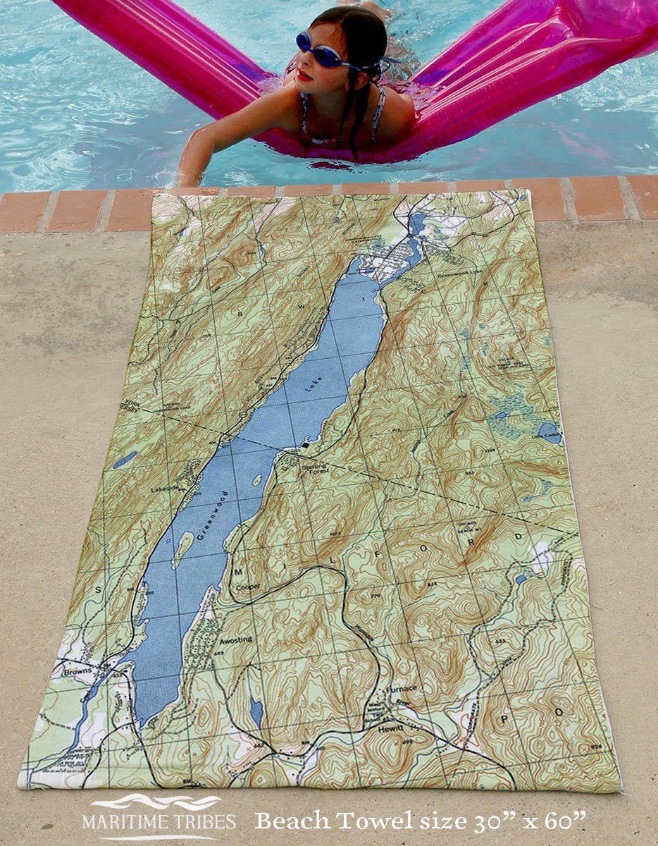 Hewitt NJ Vintage Topo Map Quick Dry Towel - Maritime Tribes USATowel