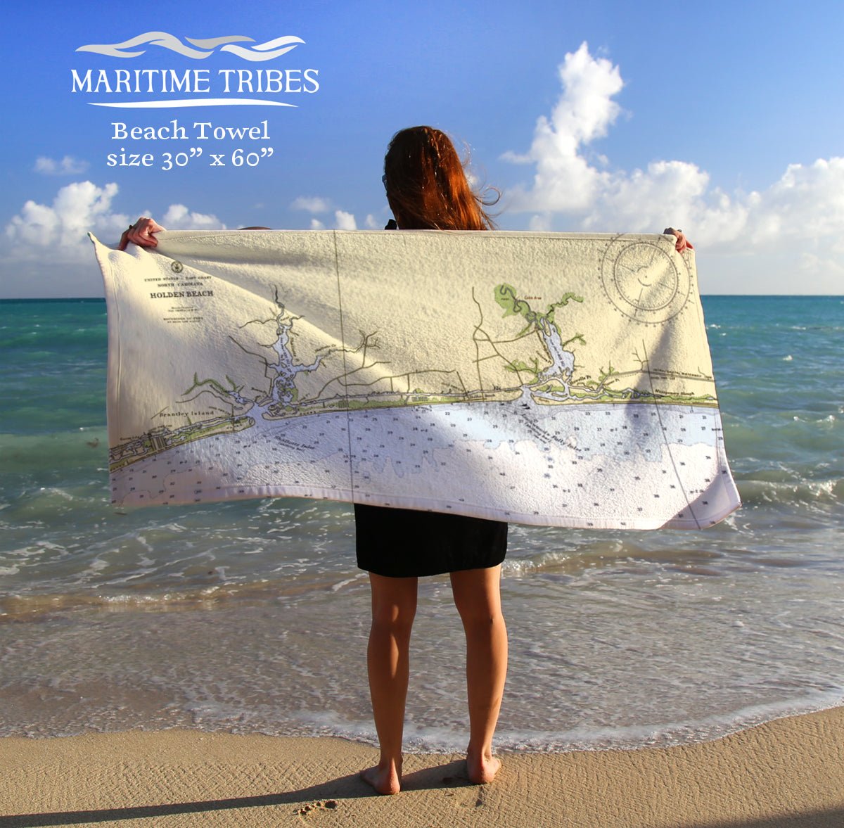 Holden Beach, NC, nautical chart Quick Dry Towel - Maritime Tribes USATowel