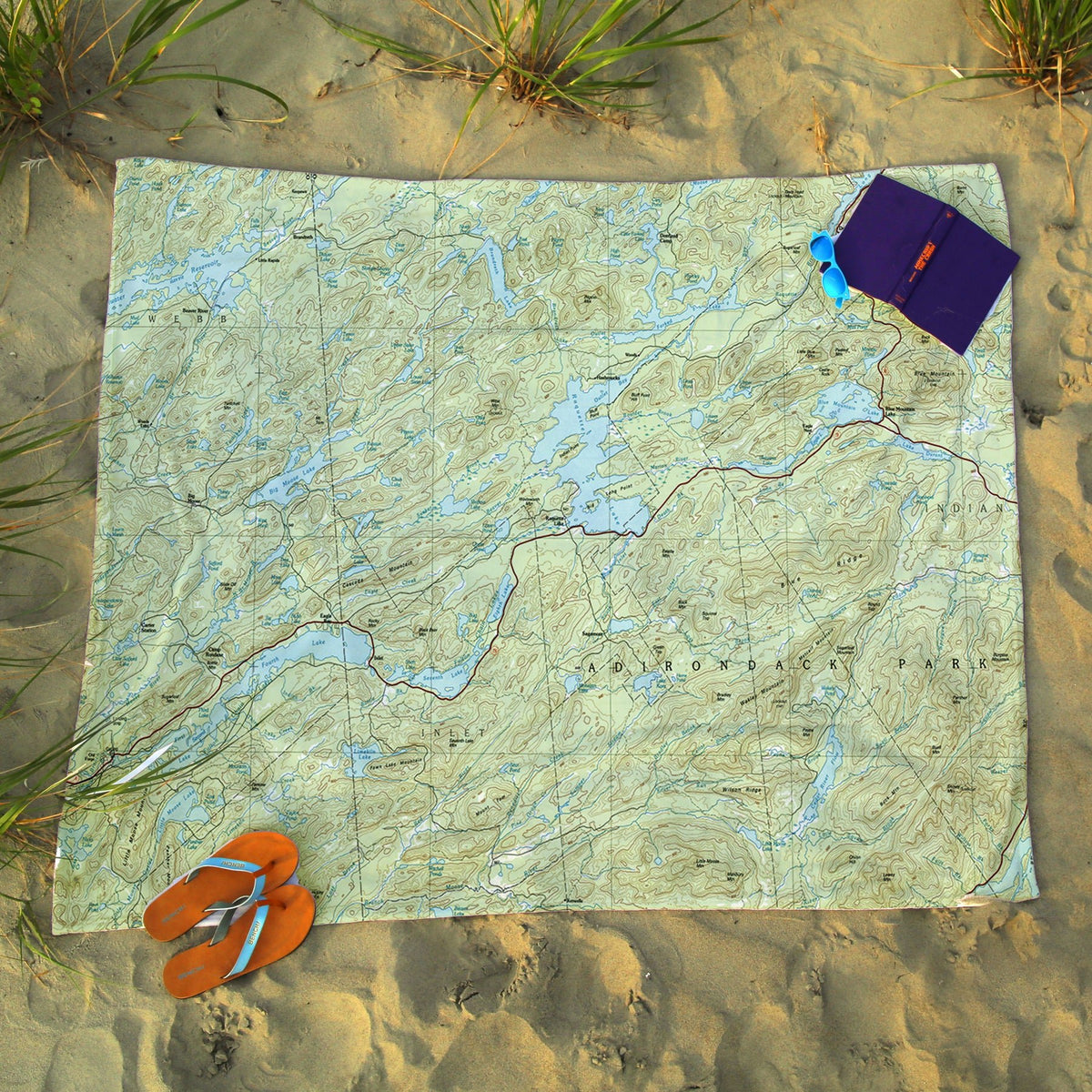 Inlet, NY Adirondack Park Lakes Topo Map Blanket - Maritime Tribes USABlanket