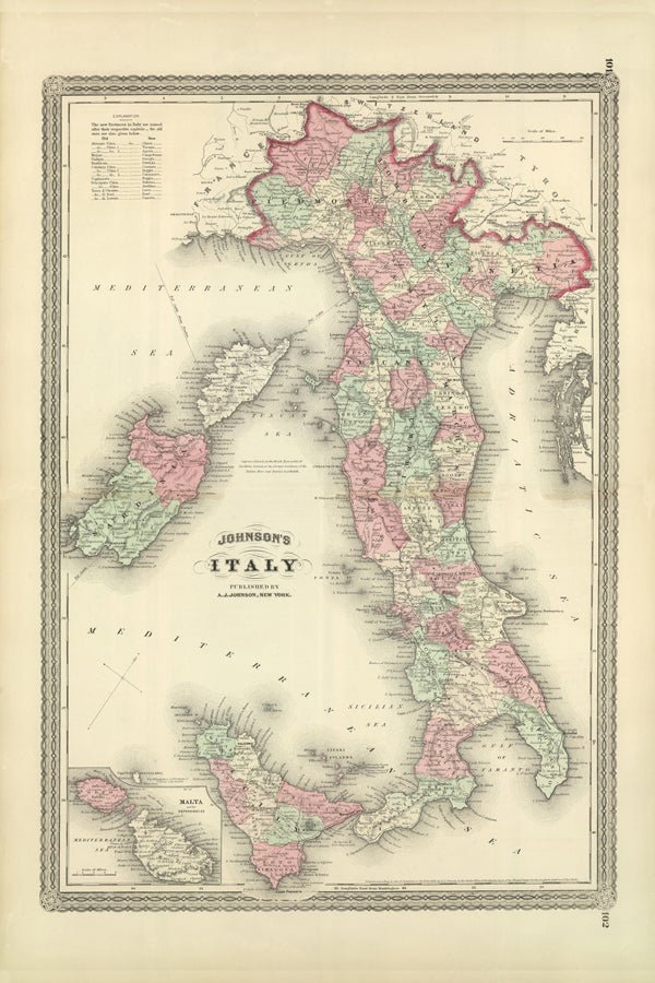 Italy Vintage Map Scroll - Maritime Tribes USAScroll
