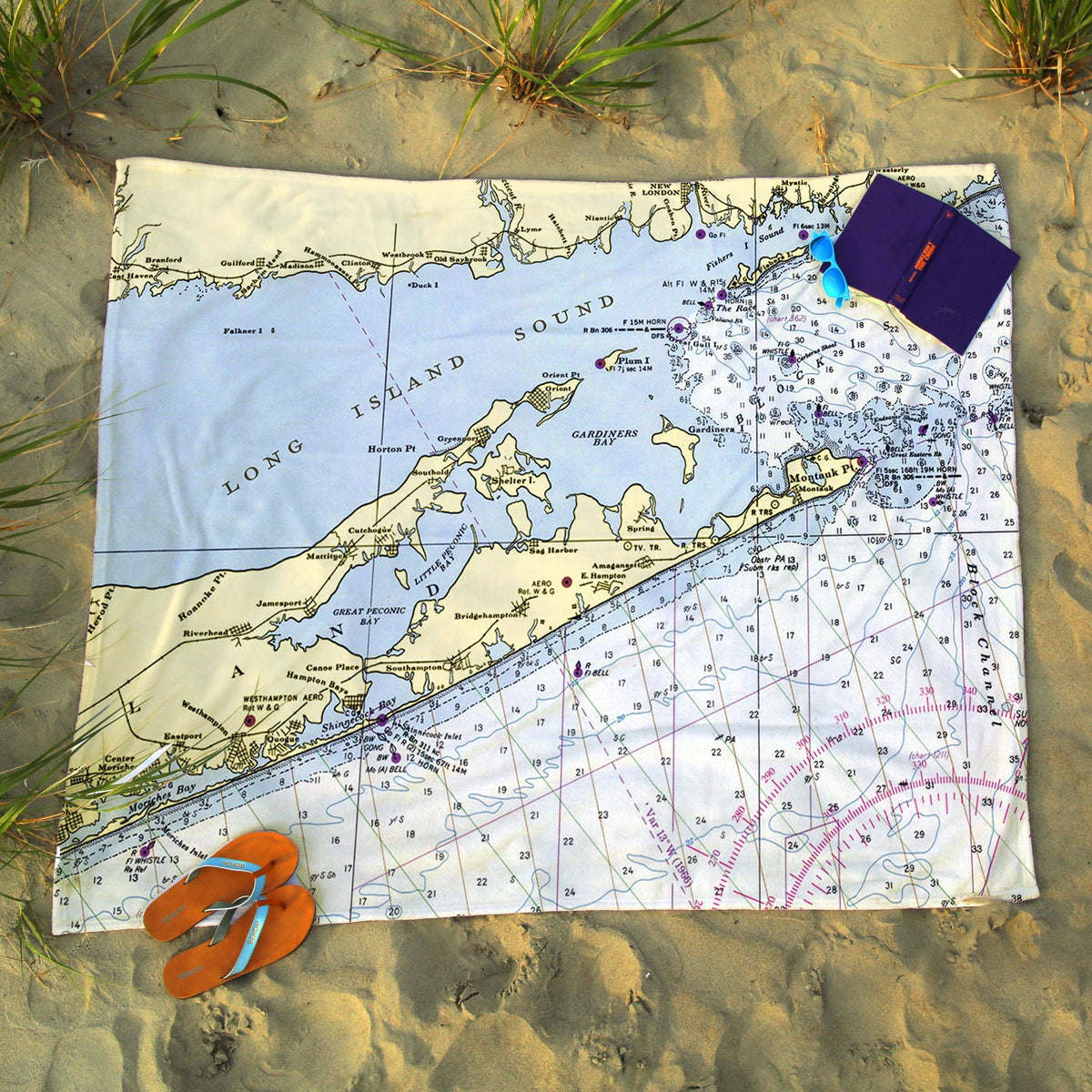 Jamesport, NY Nautical Chart Blanket - Maritime Tribes USABlanket