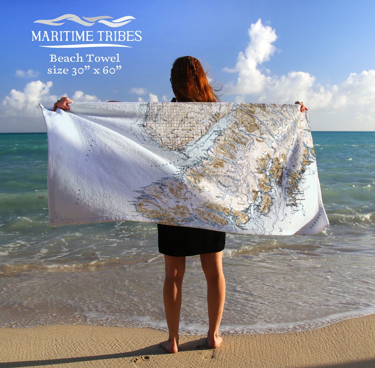 Kachemak Bay, AK Antique Map - Maritime Tribes USATowel