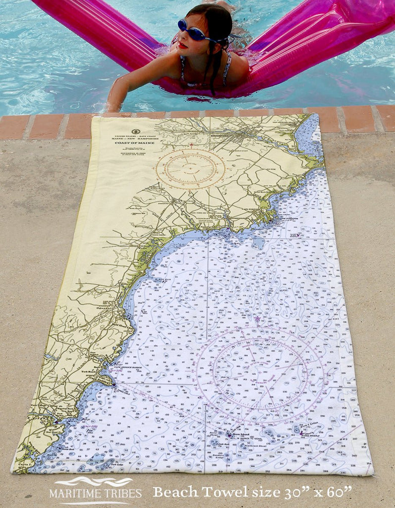 Kennebunkport, ME to Ogunquit, ME Nautical Chart Quick Dry Towel - Maritime Tribes USATowel