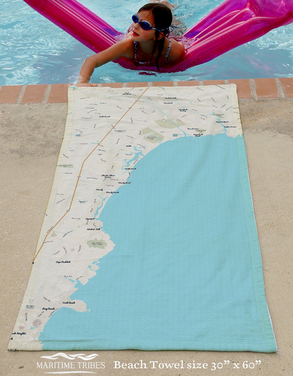 Kennebunkport to Cape Neddick ME Modern Wave Quick Dry Towel - Maritime Tribes USATowel
