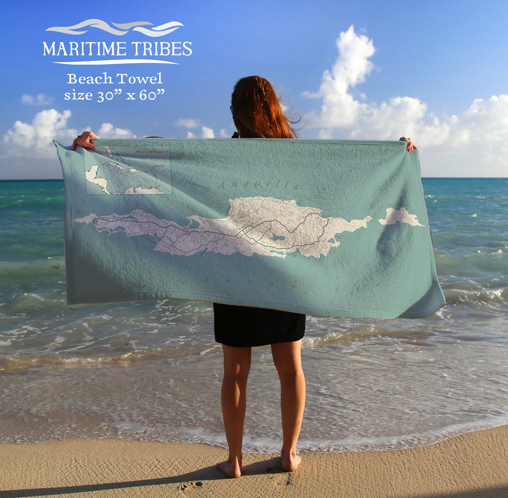 Anguilla Sea Glass Map Quick Dry Towel