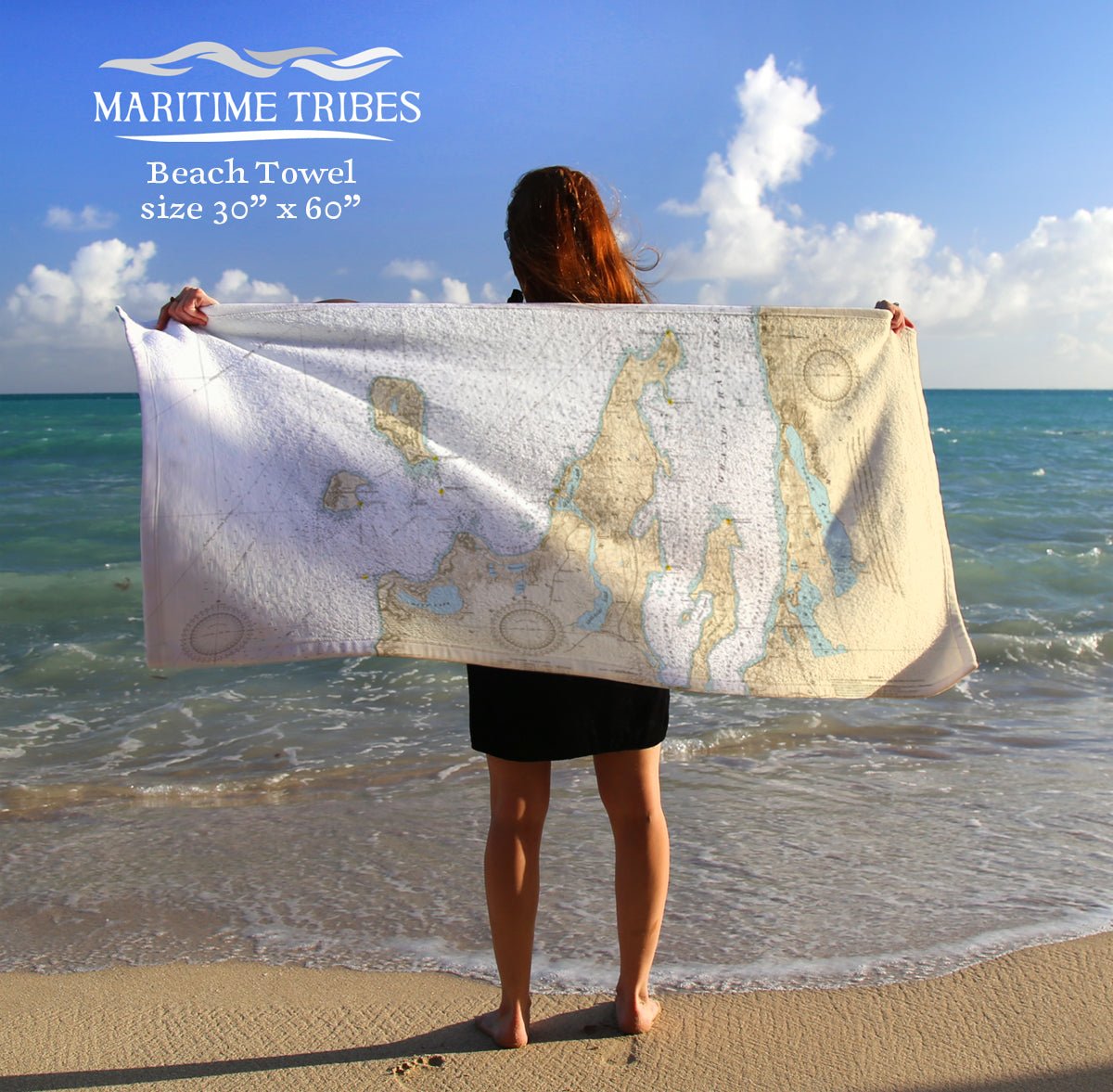 Lake Michigan Manitou and Fox Islands Nautical Chart Quick Dry Towel - Maritime Tribes USATowel