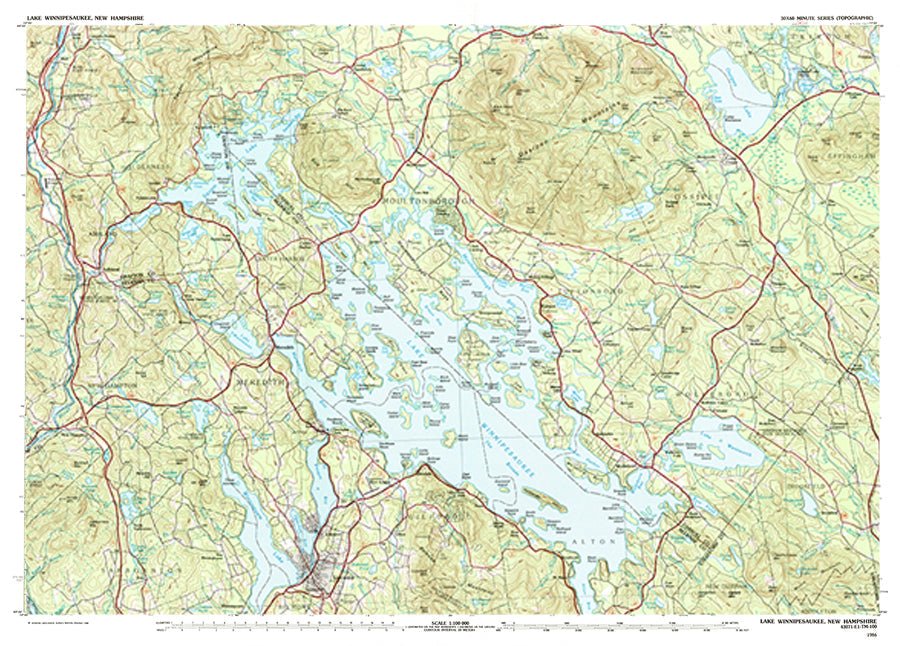Lake Winnipesaukee Topo Map Scroll - Maritime Tribes USAScroll