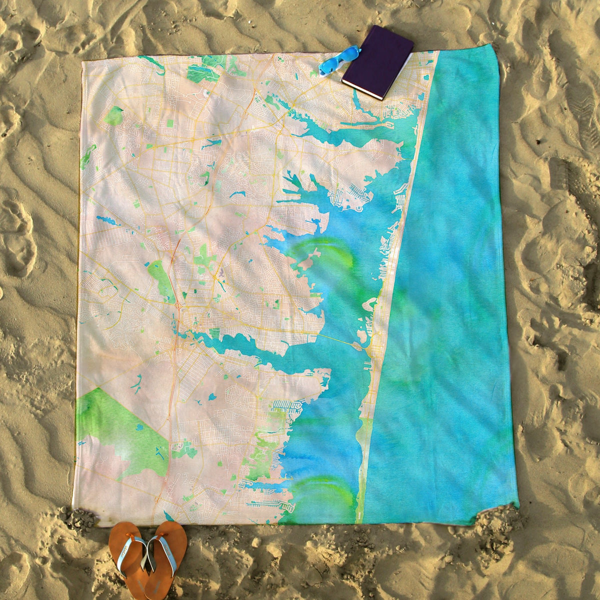 Lavallette, NJ Watercolor Map Blanket - Maritime Tribes USABlanket