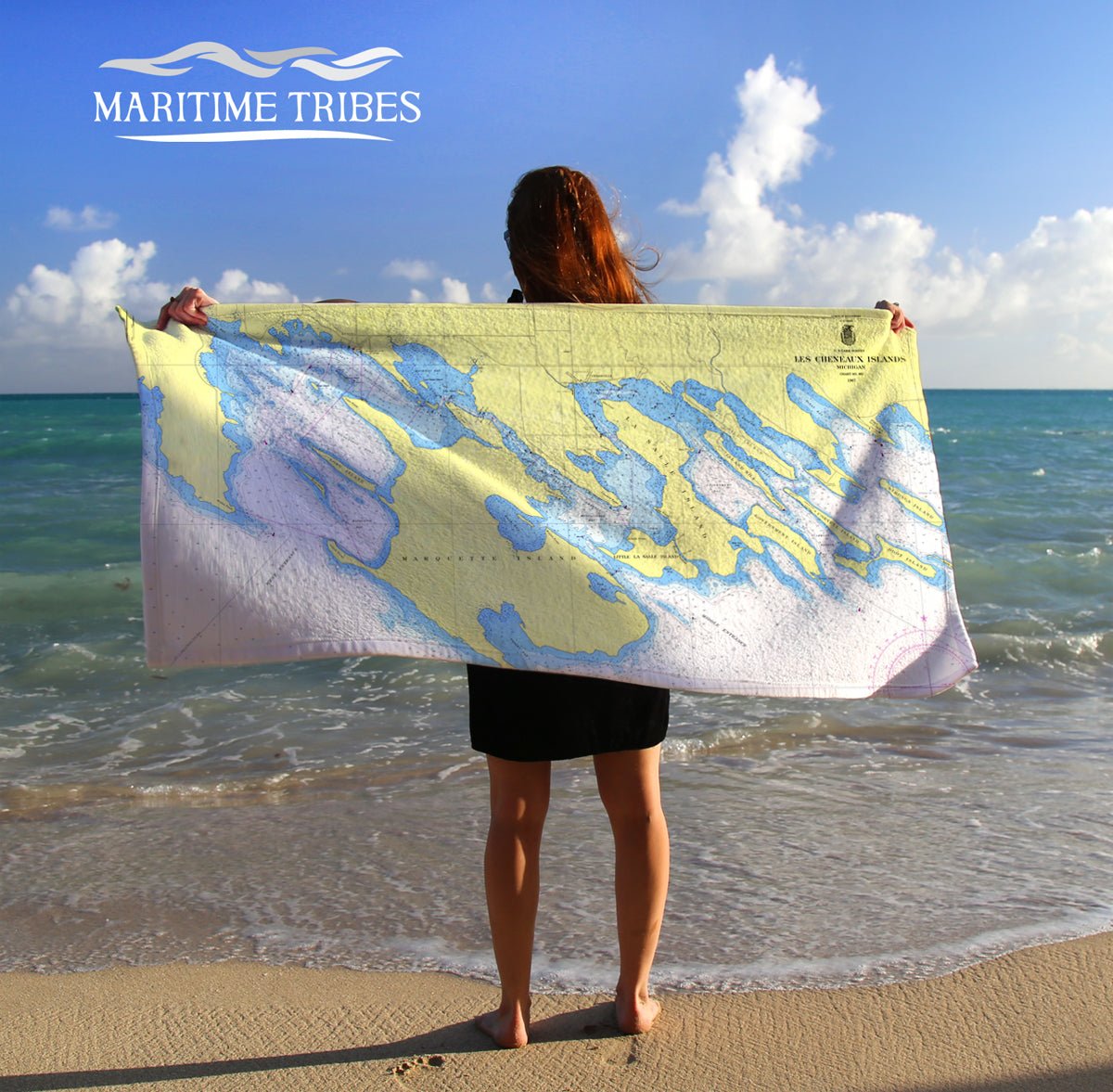 Les Cheneaux Nautical Chart TOWEL - Maritime Tribes USATowel