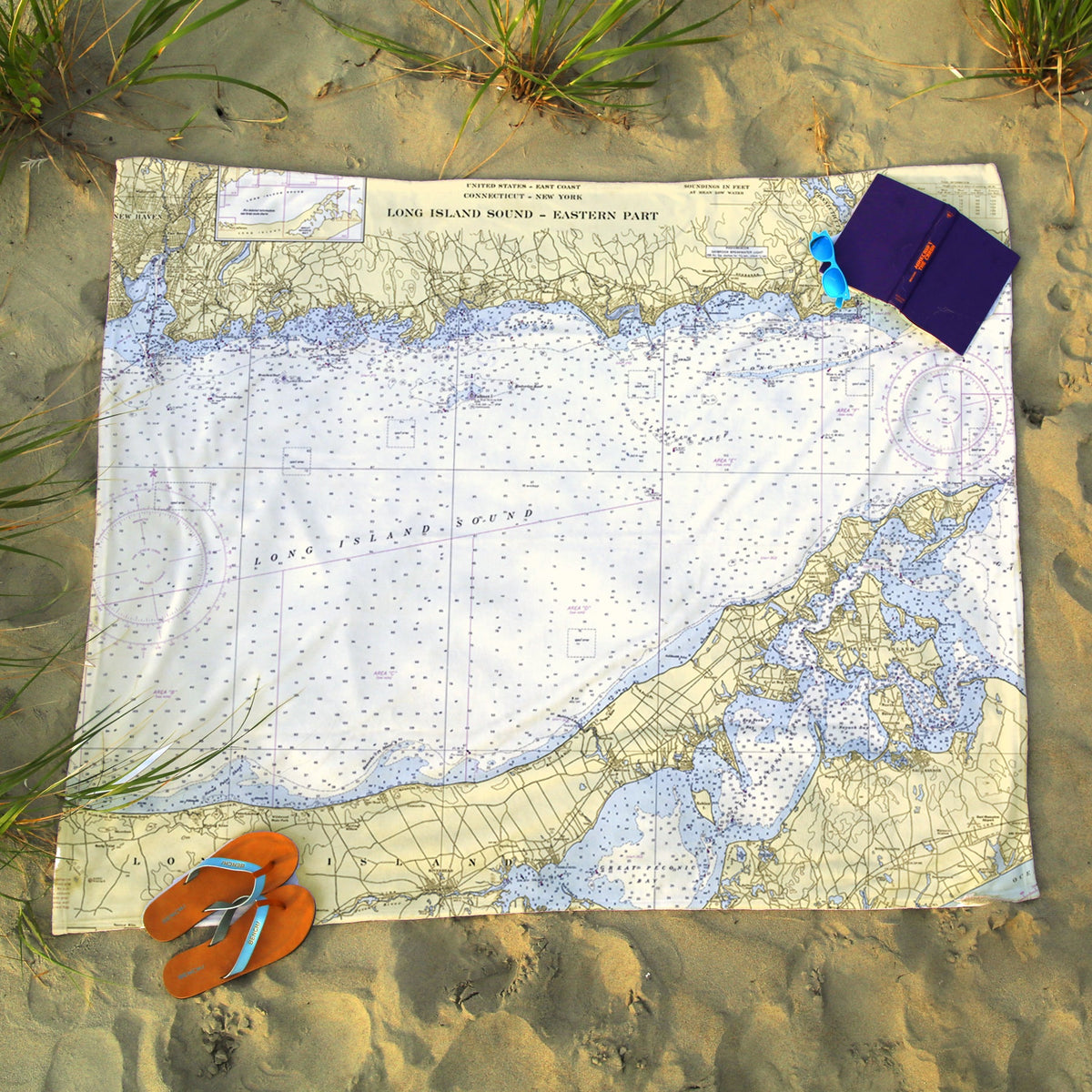 Long Island Sound, Eastern Part, CT - Nautical Chart Blanket - Maritime Tribes USABlanket