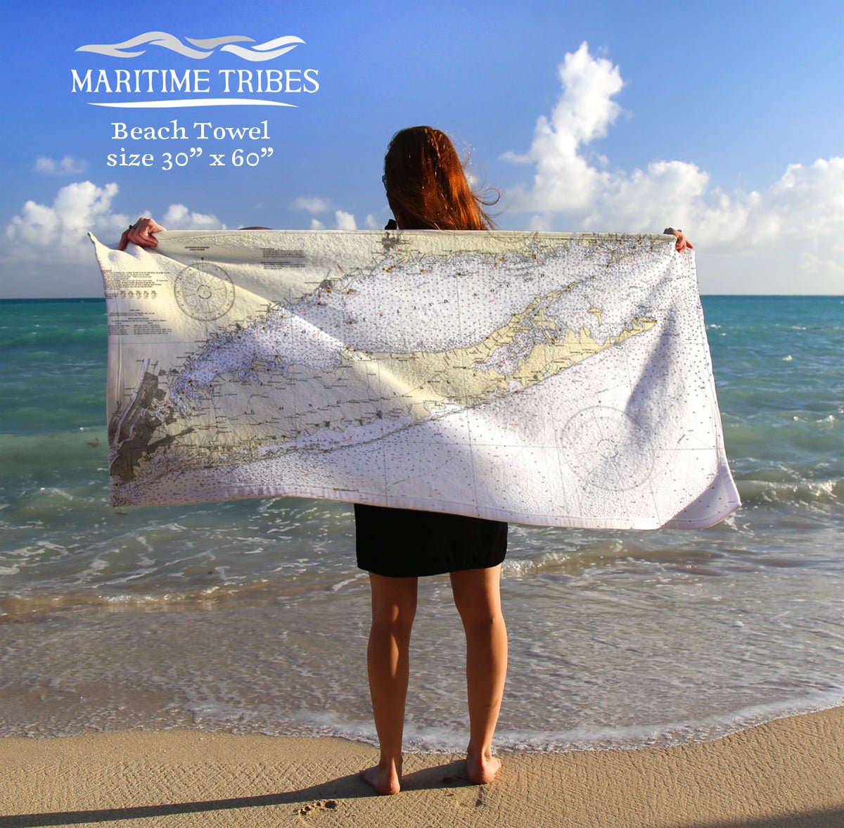 Long Island, Vintage Chart Quick Dry Towel - Maritime Tribes USATowel