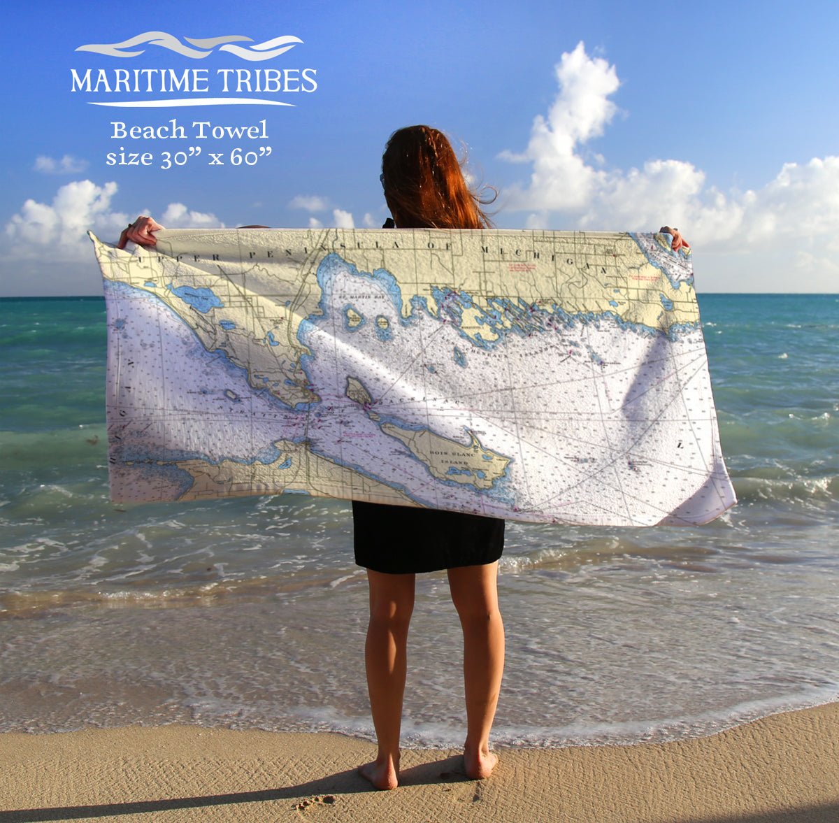 Mackinac Island, MI - Nautical Chart Quick Dry Towel - Maritime Tribes USATowel