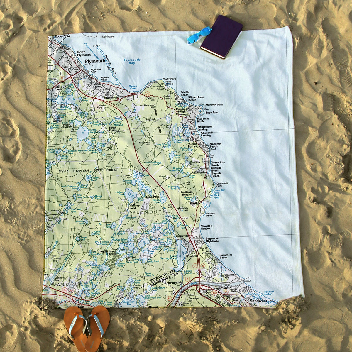 Manomet to Dennis, MA Topo Map Blanket - Maritime Tribes USABlanket