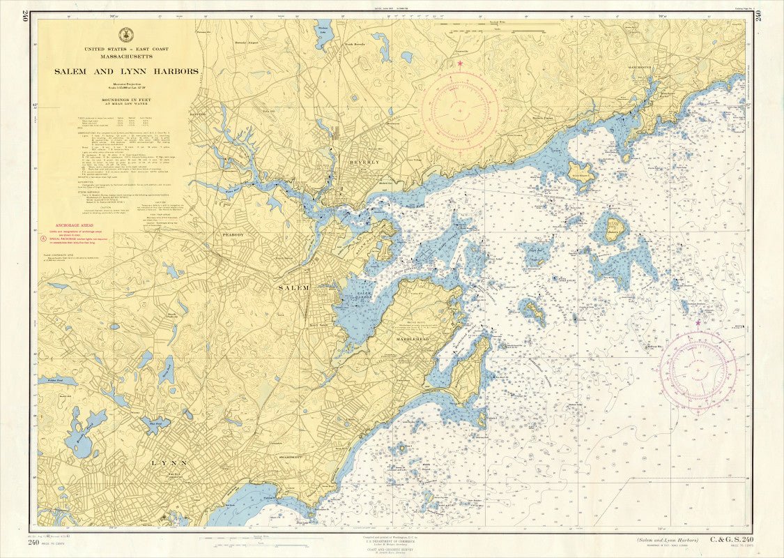 Marblehead to Manchester-by-the-Sea Chart Canvas Wall Scroll - Maritime Tribes USAScroll