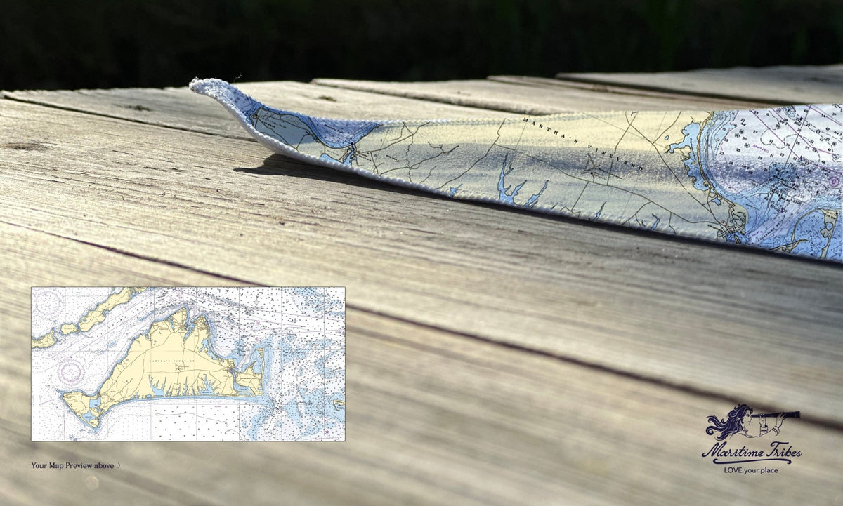 Martha's Vineyard Nautical Chart Quick Dry Towel - Maritime Tribes USATowel