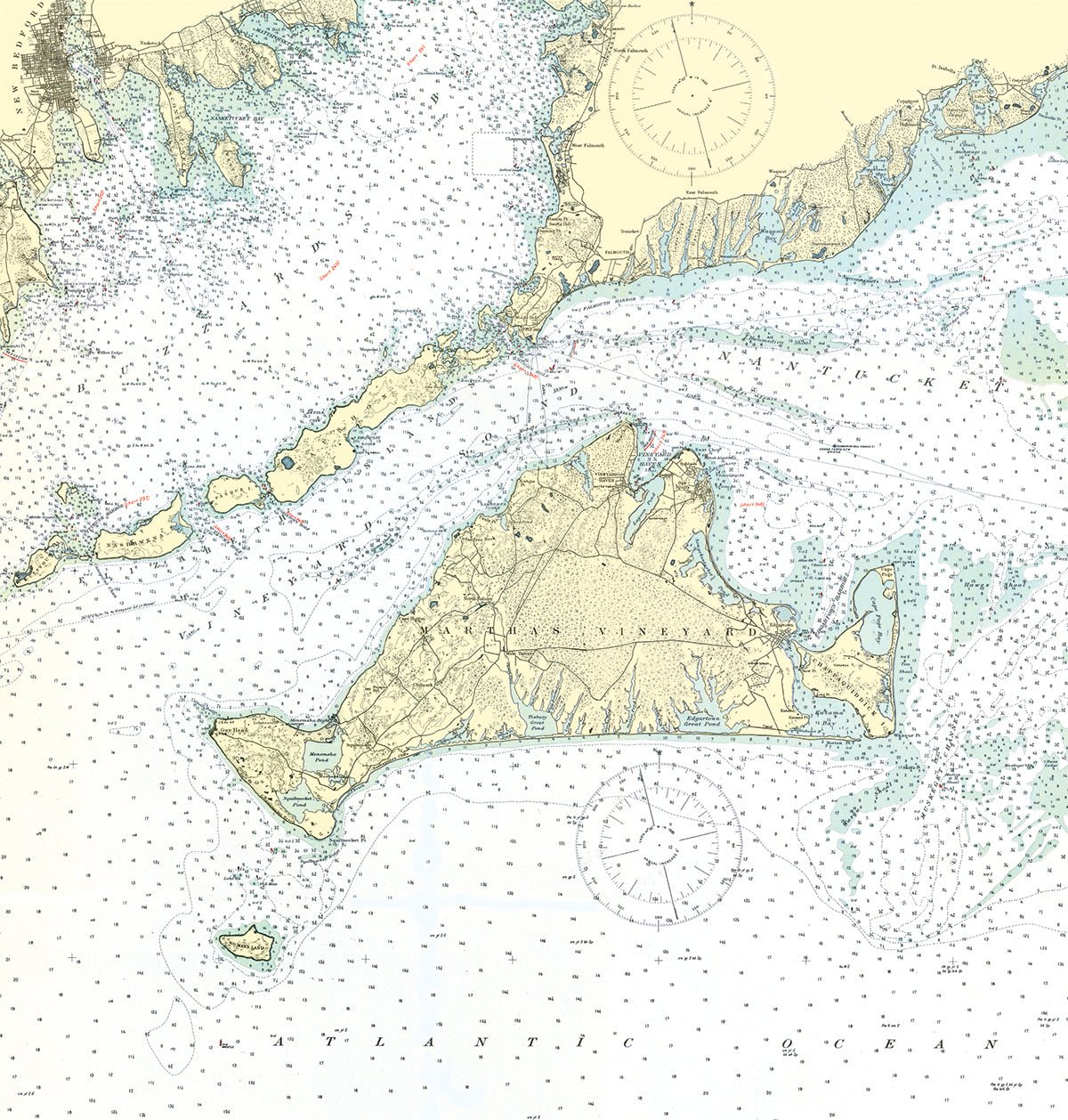 Martha's Vineyard Vintage Nautical Chart Shower Curtain - Maritime Tribes USAShower Curtain