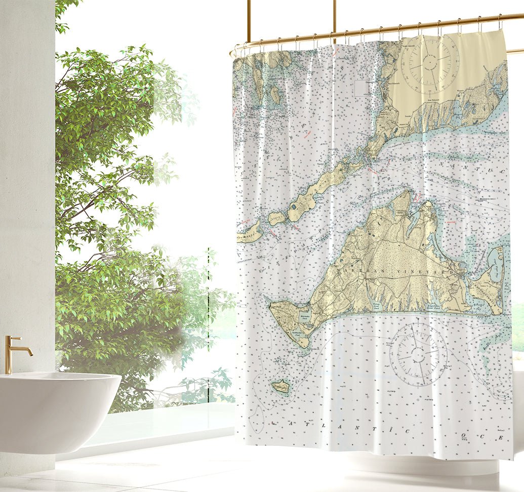 Martha's Vineyard Vintage Nautical Chart Shower Curtain - Maritime Tribes USAShower Curtain
