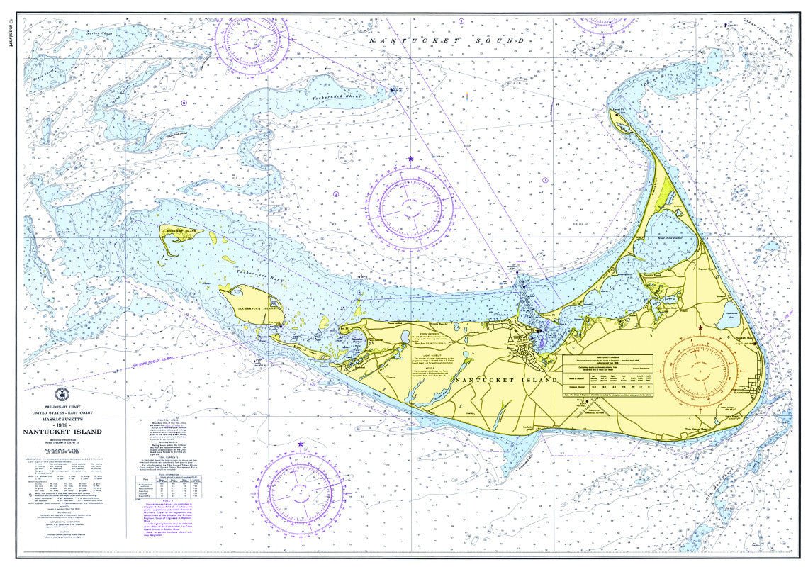 Nantucket Vintage Nautical Chart Fabric Map Scroll - Maritime Tribes USAScroll