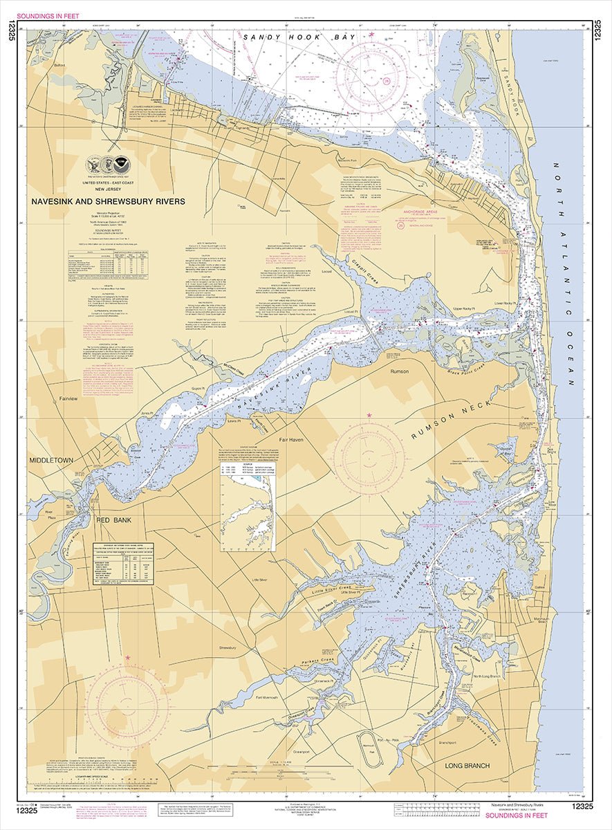 Navesink and Shrewsbury Rivers NJ Nautical Chart Scroll - Maritime Tribes USAScroll
