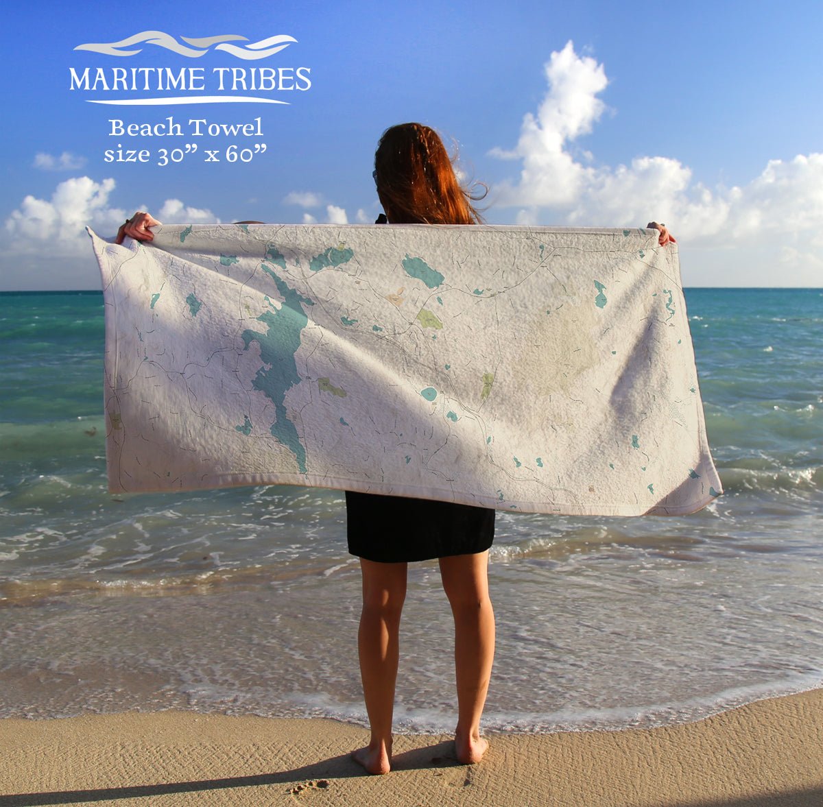 New London Sea Glass Map - Maritime Tribes USATowel
