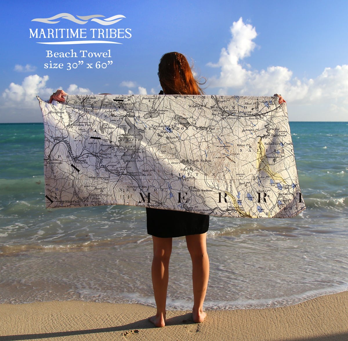 New London Vintage Map - Maritime Tribes USATowel
