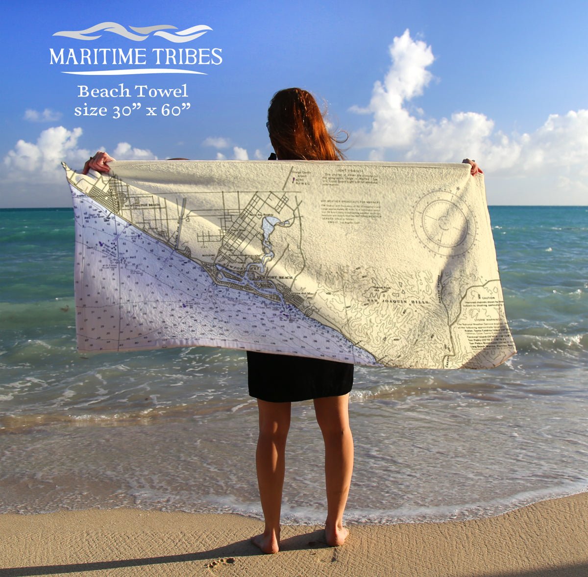Newport Beach, CA Nautical Chart Quick Dry Towel - Maritime Tribes USATowel