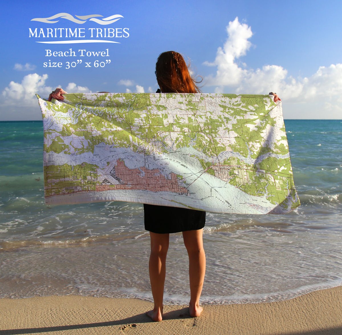 Ocean Springs Vintage Topo Quick Dry Towel - Maritime Tribes USATowel