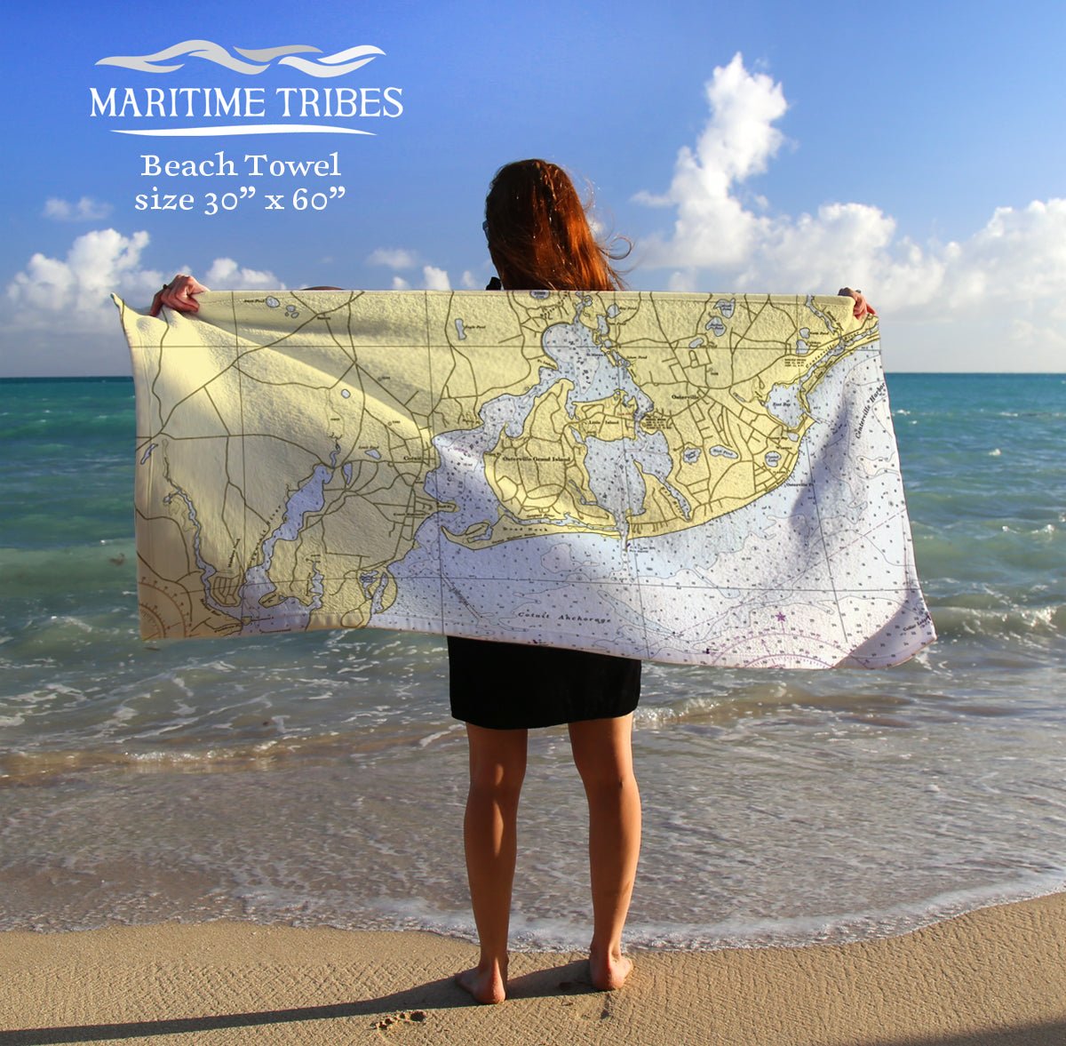 Osterville Vintage Nautical Chart - Maritime Tribes USATowel
