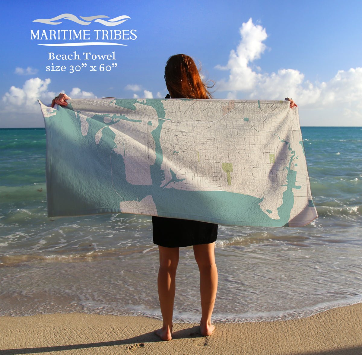 Pascagoula, MS Sea Glass Map Towel - Maritime Tribes USATowel