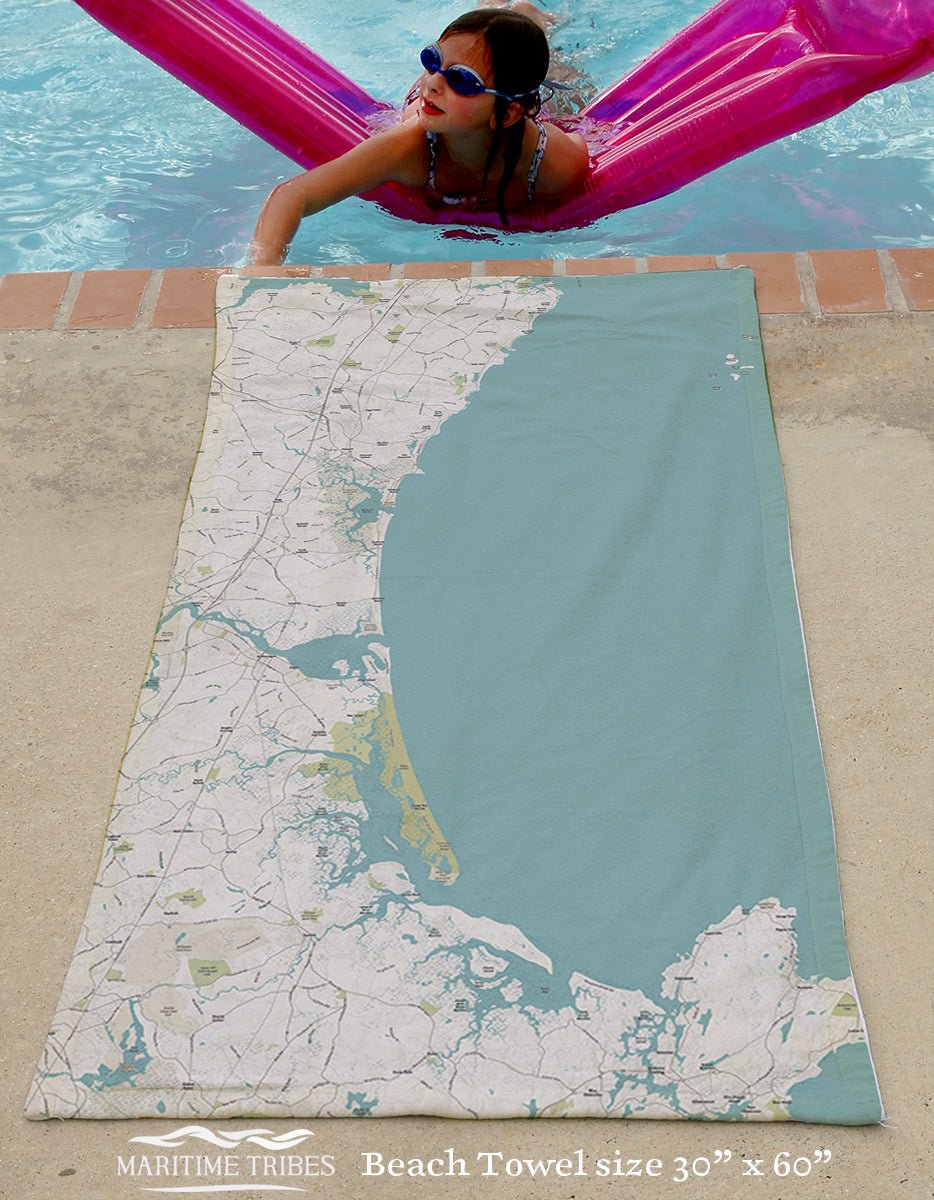 Plum Island to Portsmouth NH Sea Glass Map - Maritime Tribes USATowel