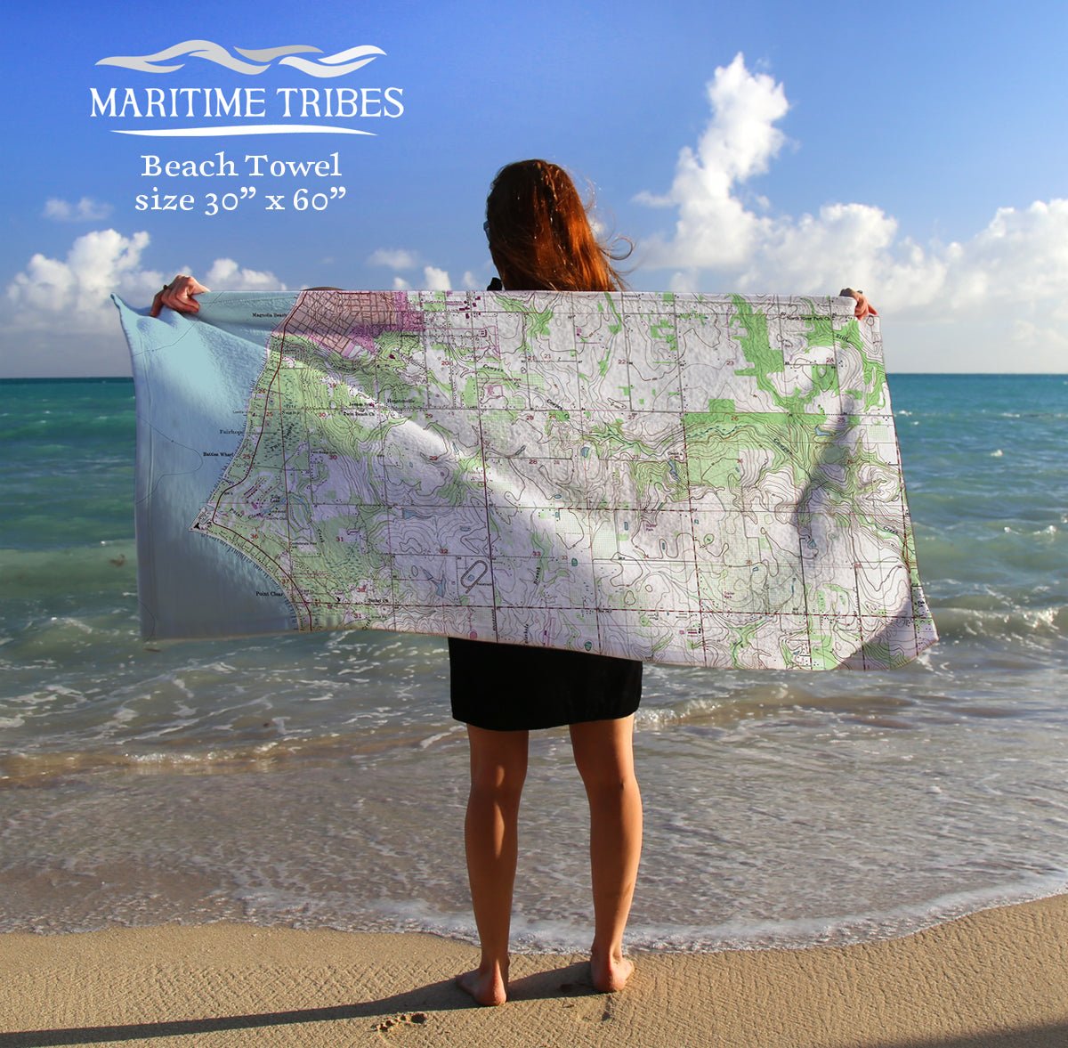 Point Clear Topographical Map - Maritime Tribes USATowel