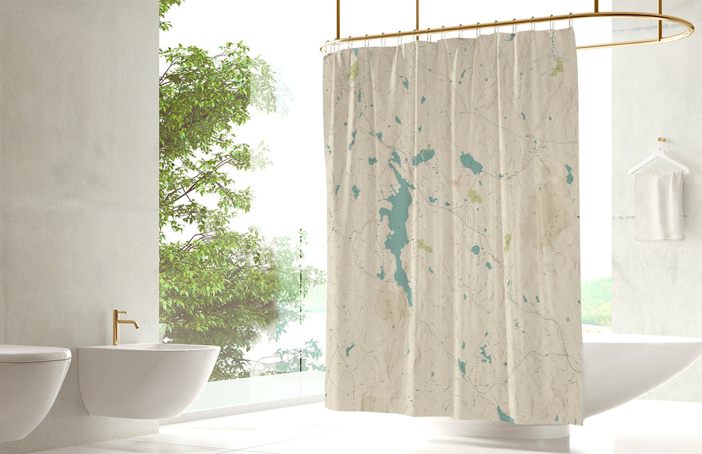 New London Sea Glass Map Shower Curtain