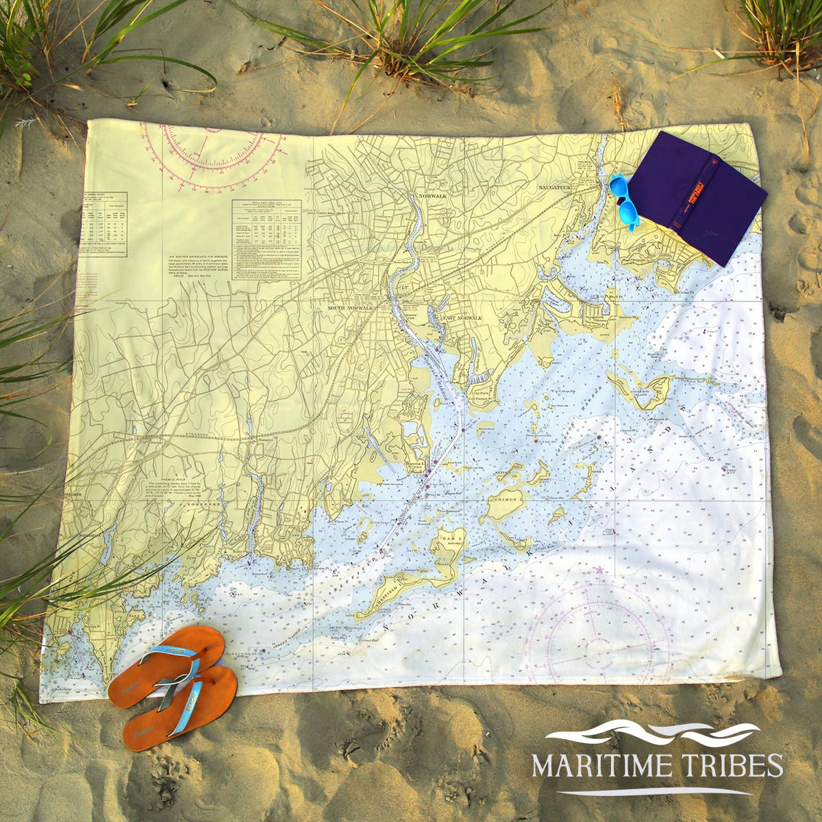 Rowayton - Norwalk Islands, CT Nautical Chart Blanket - Maritime Tribes USABlanket