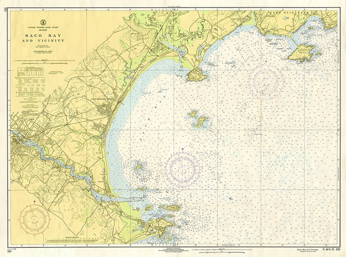 Saco Bay & Vacinity Chart Scroll - Maritime Tribes USAScroll