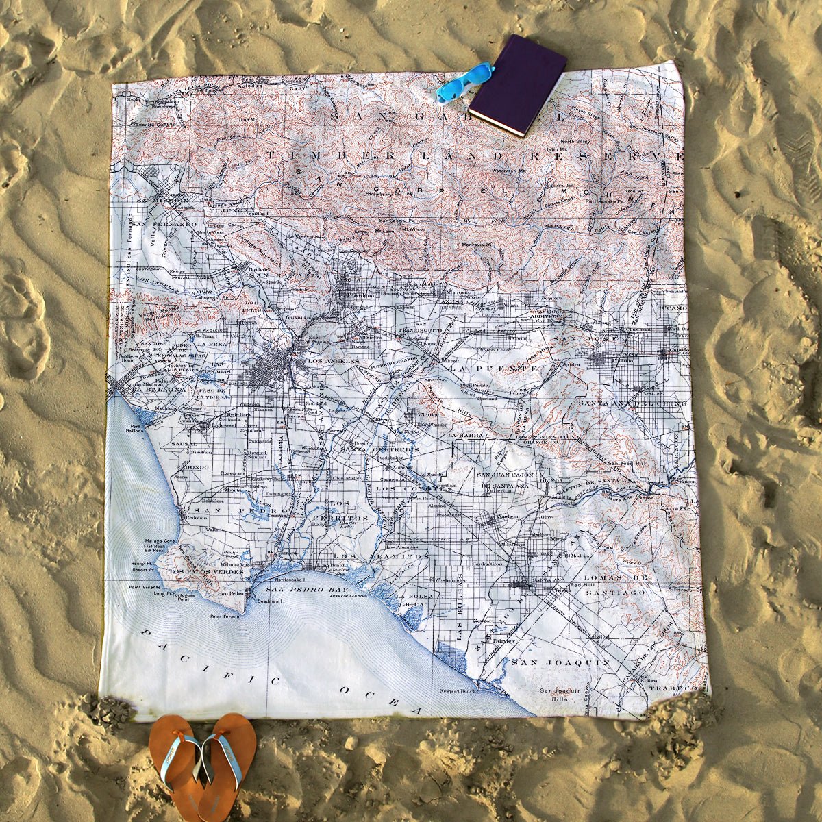San Pedro, CA antique map Blanket - Maritime Tribes USABlanket