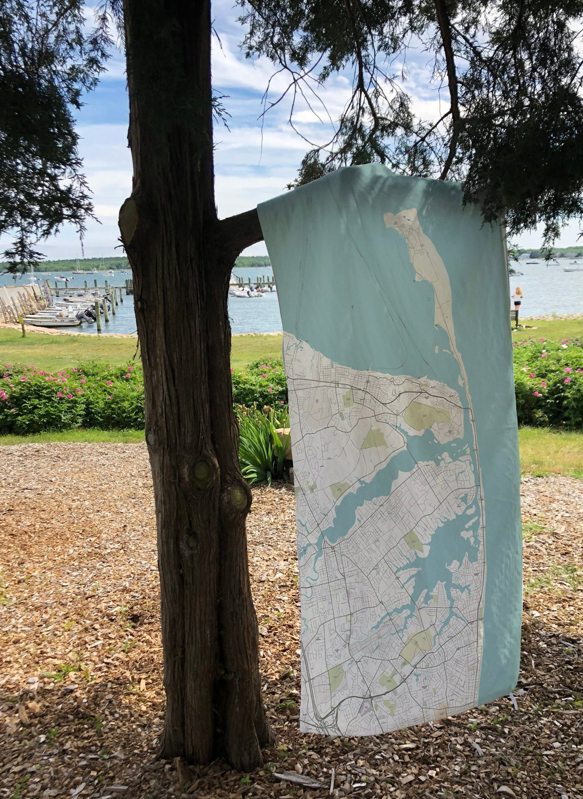 Sandy Hook to Long Branch, NJ Sea Glass Map Quick Dry Towel - Maritime Tribes USATowel