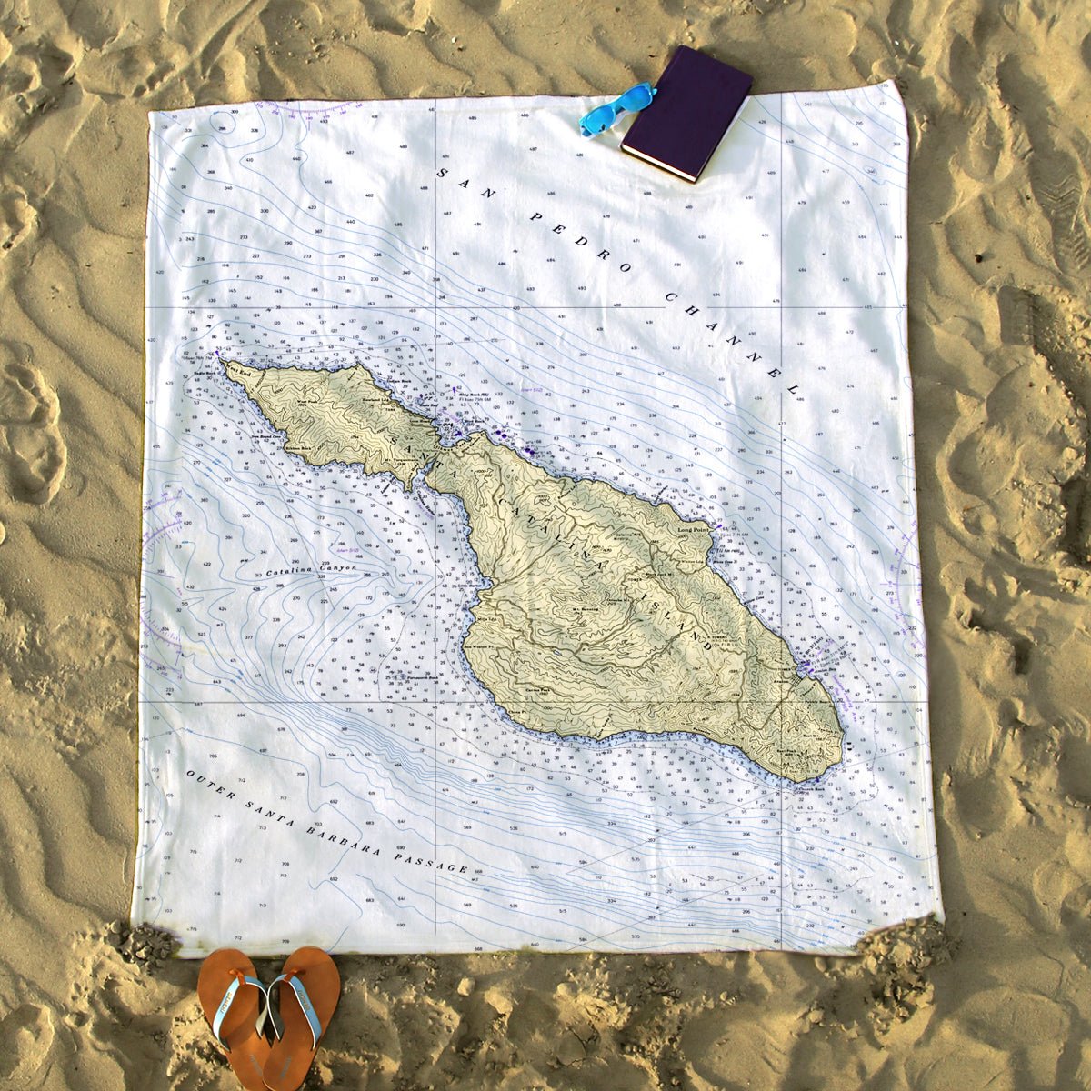 Santa Catalina Island CA Nautical Chart Blanket - Maritime Tribes USABlanket