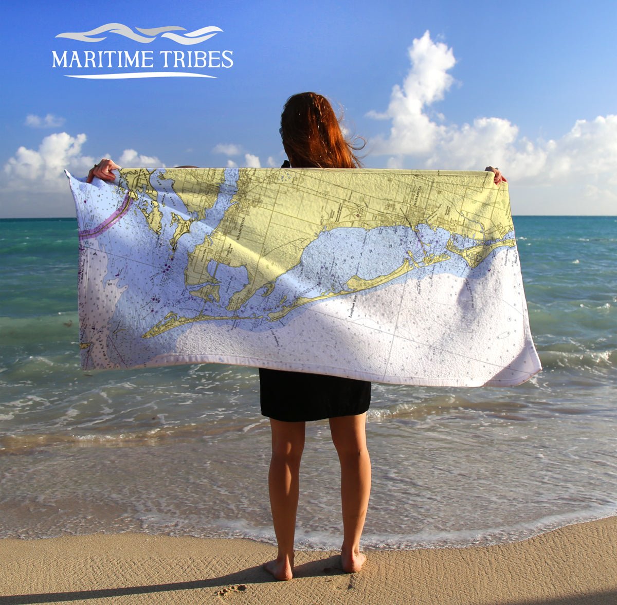 Sarasota to Anna Maria Island Compilation, FL - Nautical Chart Quick Dry Towel - Maritime Tribes USATowel