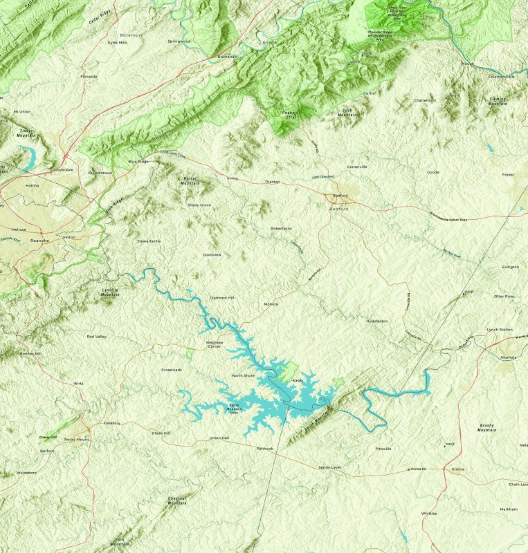 Smith Mountain Lake, VA Charted Territory Map Shower Curtain - Maritime Tribes USAShower Curtain