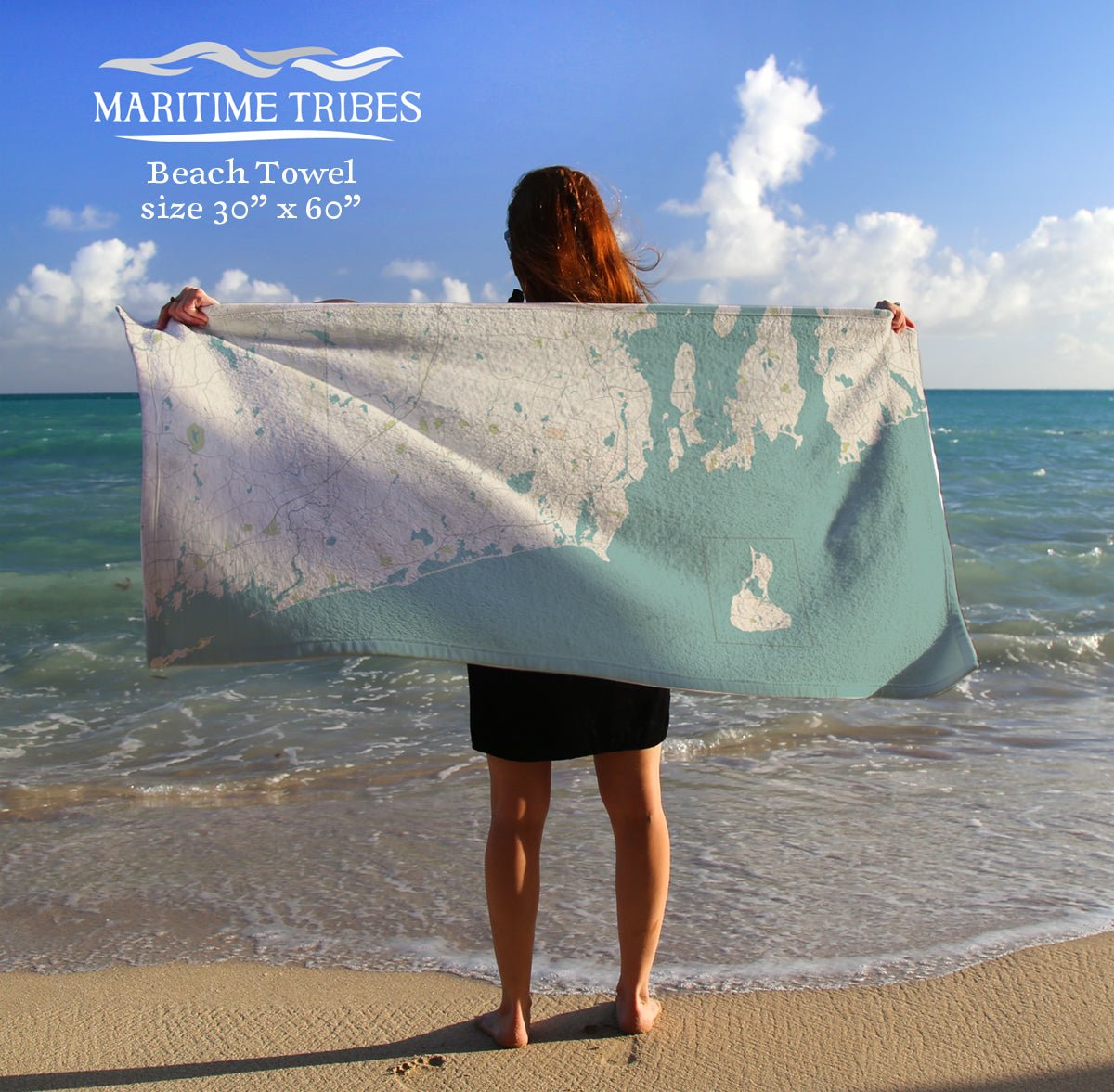 South County RI Sea Glass Map Quick Dry Towel - Maritime Tribes USATowel