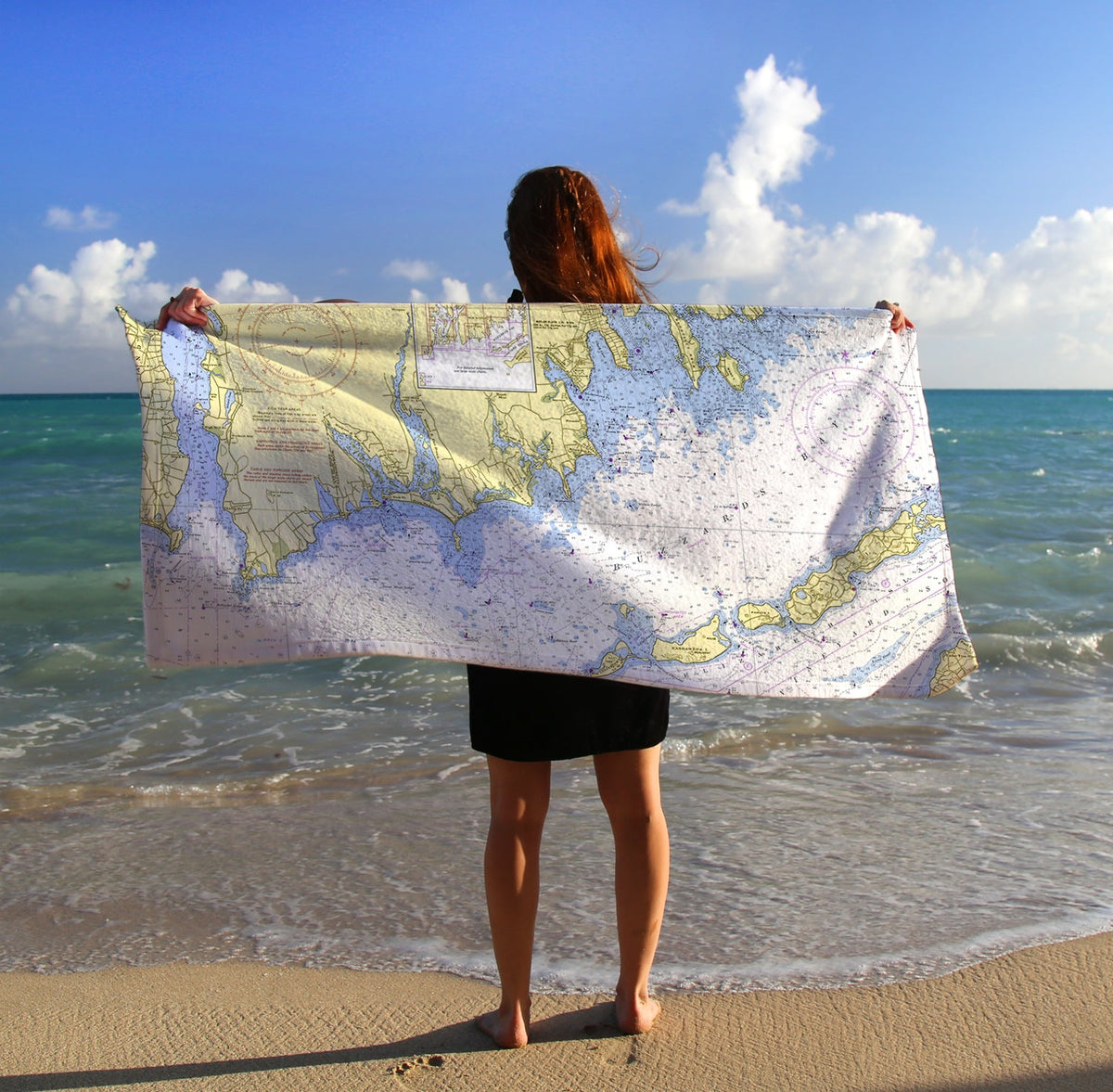 South Dartmouth, MA Nautical Chart Quick Dry Towel - Maritime Tribes USATowel
