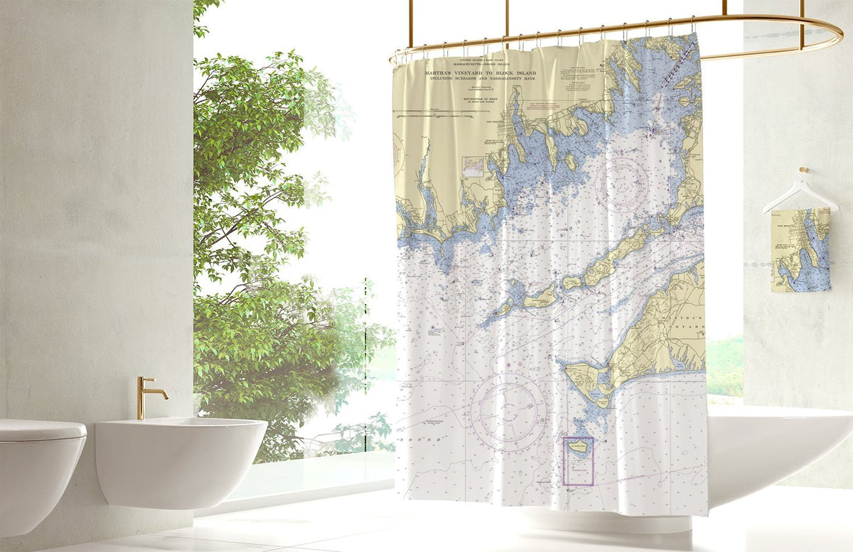 SouthCoast Nautical Chart Shower Curtain - Maritime Tribes USAShower Curtain
