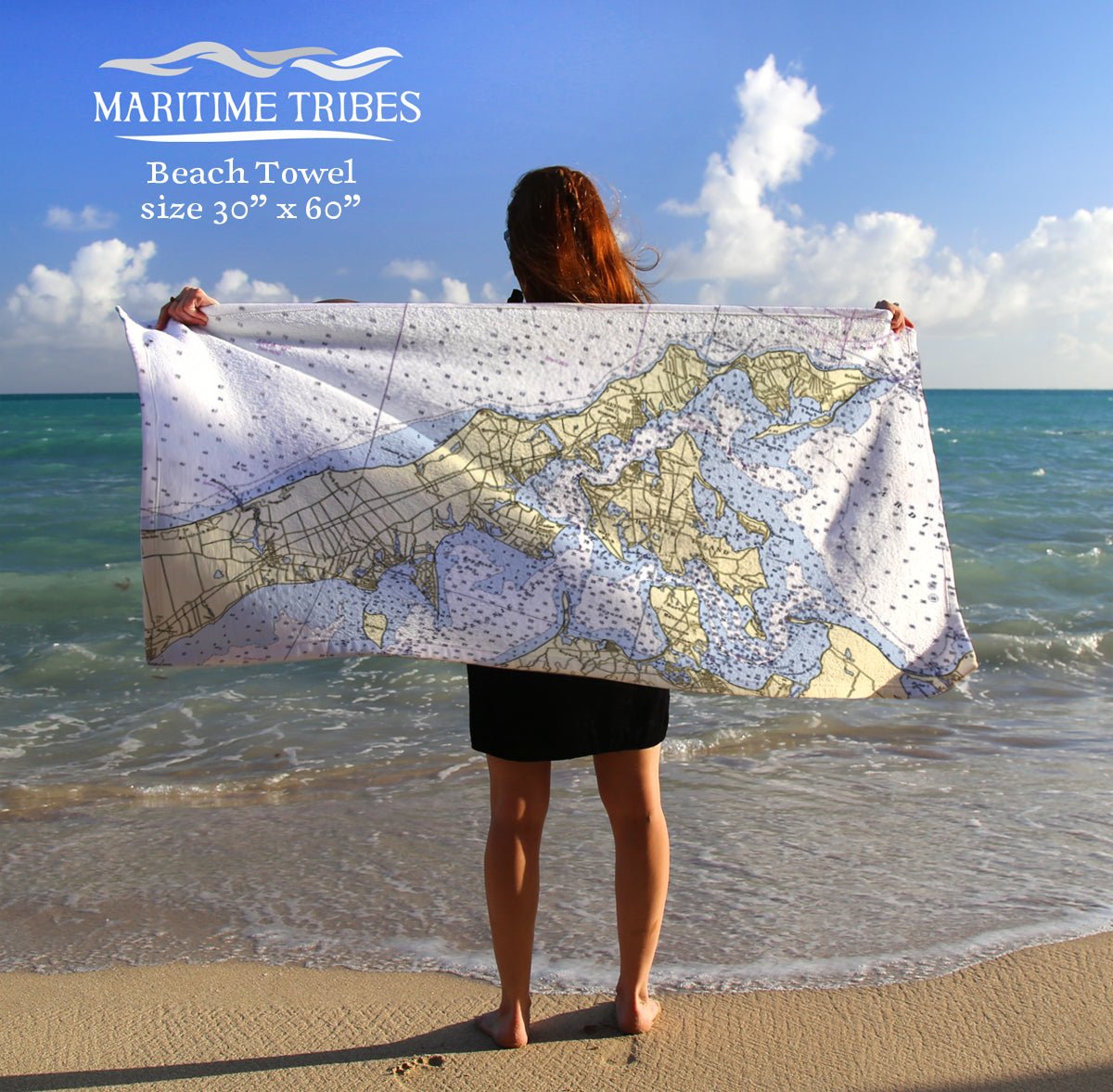 Southold / Shelter Island, Nautical Chart Quick Dry Towel - Maritime Tribes USATowel