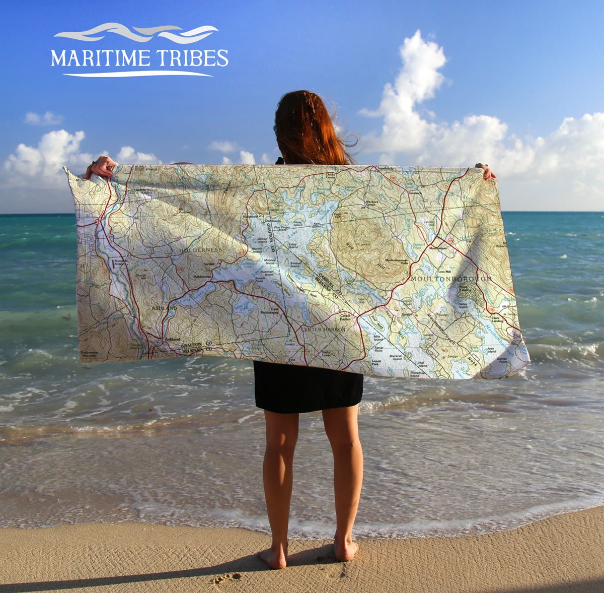 Squam Lake, NH Topo Map Quick Dry Towel - Maritime Tribes USATowel