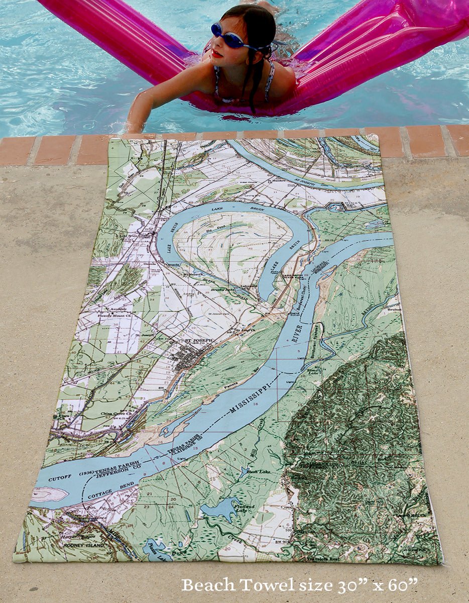 St. Joseph, LA vintage Topo Map Quick Dry Towel - Maritime Tribes USATowel