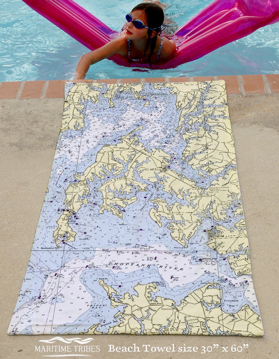 St Michaels MD, Vintage Nautical Chart Quick Dry Towel - Maritime Tribes USATowel