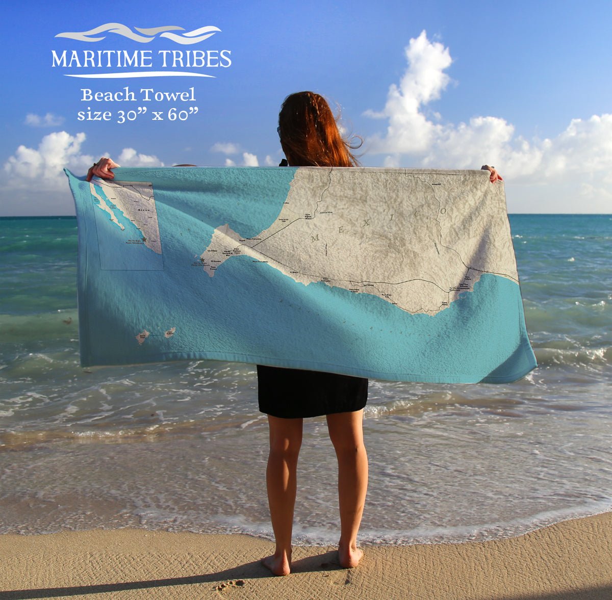 St. Regis Resort, Punta Mita Mexico Sea Glass Map Quick Dry Towel - Maritime Tribes USATowel