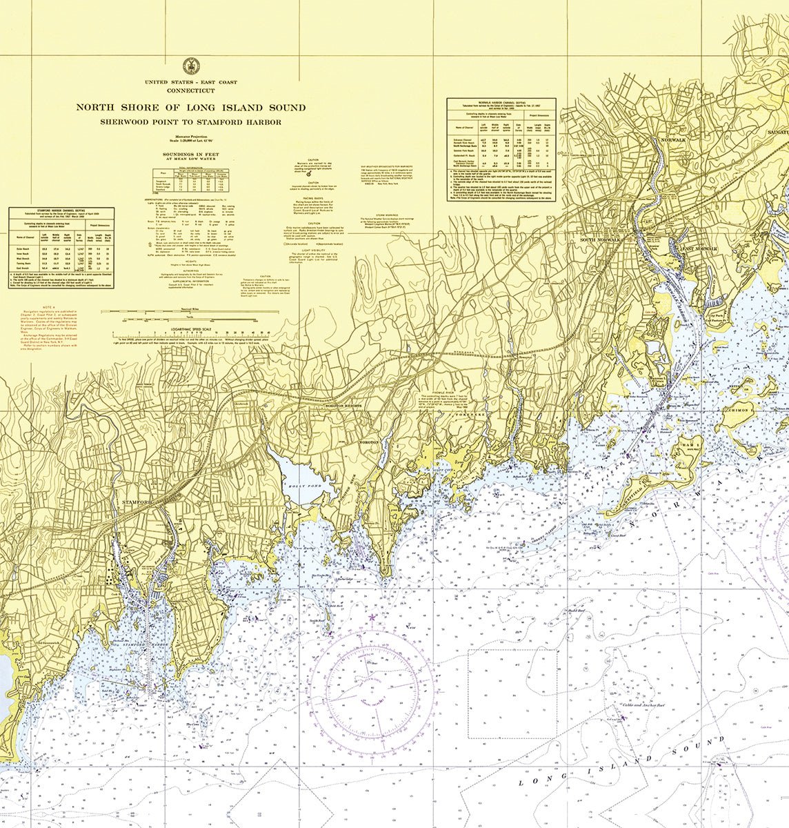 Stamford / Norwalk Nautical Chart Shower Curtain - Maritime Tribes USAShower Curtain
