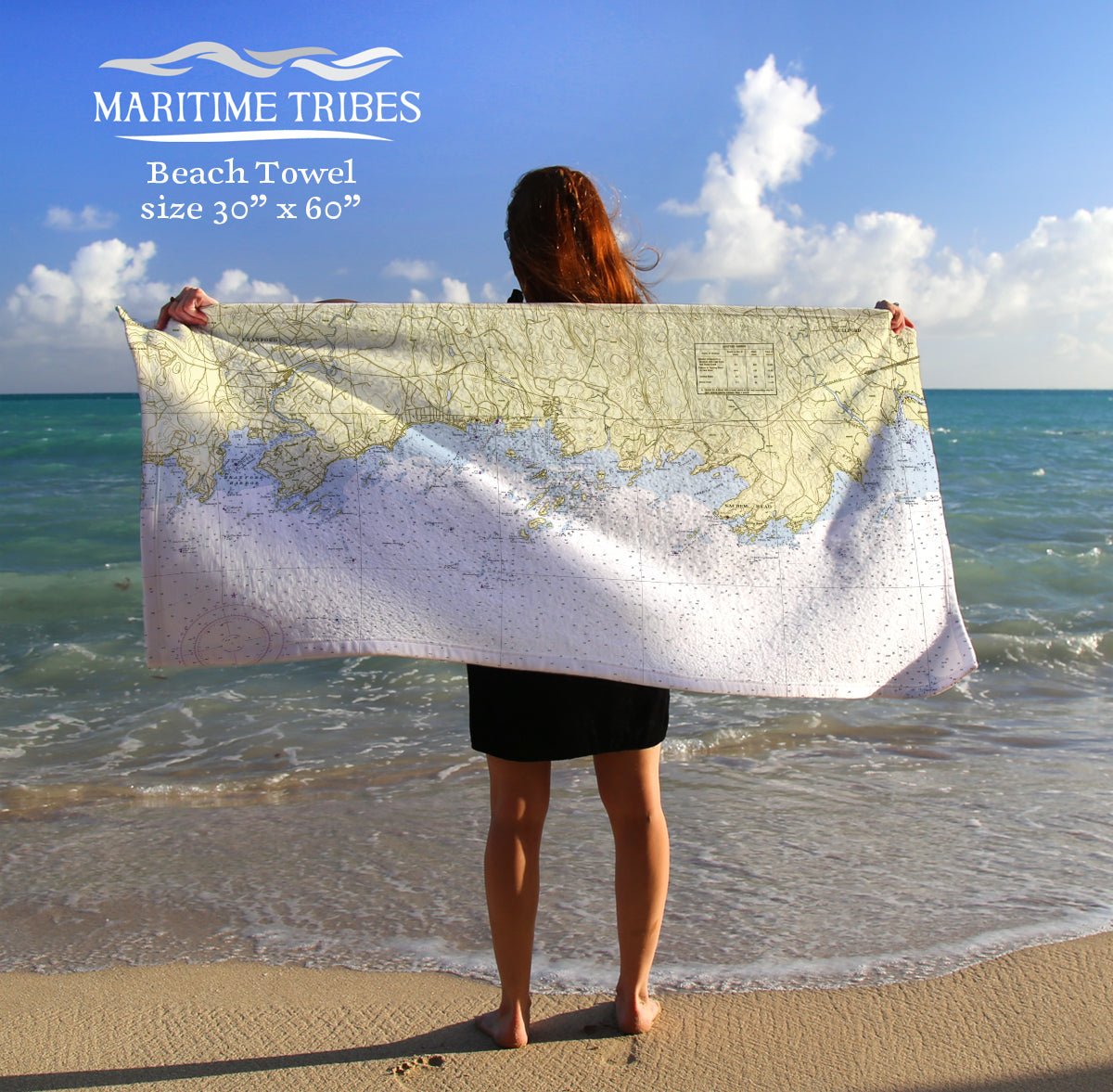 Stony Creek, Thimble Islands CT Nautical Chart Quick Dry Towel - Maritime Tribes USATowel
