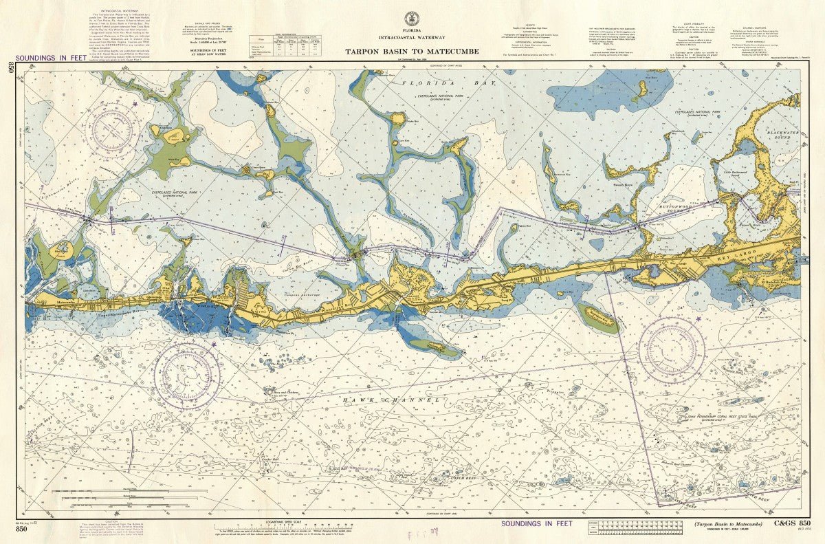 Tarpon Basin to Matecumbe Key Vintage Map Canvas Wall Scroll | Florida Keys Wall Art - Maritime Tribes USAScroll